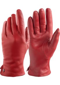 Pearlwood Leren handschoenen Pam zachte fleece binnenvoering, temperatuurregulerend, zijsplit (1 paar) dames handschoenen maat 7,5 rood