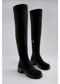 Aniston SHOES Overknee-laarzen om in te glijden, met korte ritssluiting aan de binnenkant - nieuwe collectie dames overknee laarzen maat 38 zwart