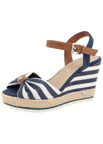 Tom Tailor Highheel sandaaltjes Valeria , zomerschoen, sandaal, sleehak, in streep-look dames sandalen met hoge hak maat 40 blauw