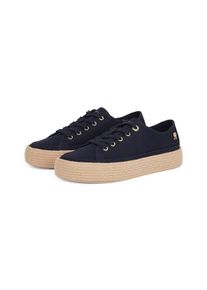 Tommy Hilfiger Plateausneakers VULC ESPADRILLE SNEAKER , vrijetijdsschoen, halfhoge schoen, veterschoen met bastbezette plateauzool dames lage