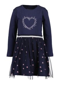 Blue Seven Jerseyjurk met geweldige hartjesprints en opgestikte tule overrok meisjes jersey jurken maat 92 blauw