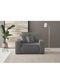 OTTO Loveseat FINNLEY, XXL-Fauteuil, Leesfauteuil, trendy stoffen, incl. Sierkussens (1 stuk) fauteuils maat Cord grijs