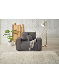 OTTO Loveseat FINNLEY, XXL-Fauteuil, Leesfauteuil, trendy stoffen, incl. Sierkussens (1 stuk) fauteuils maat Fijne structuurstof grijs