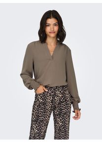 Only Shirt ONLMETTE V-NECK LS SMOCK TOP NOOS WVN dames t-shirts maat S bruin