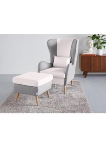 Home Affaire Fauteuil Salla bekleding bouclé of fijne structuur, oorschelp fauteuil naar keuze met of zonder hocker, grote fauteuil: afm. bxdxh: