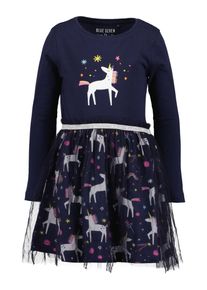 Blue Seven Jerseyjurk met geweldige eenhoornmotieven en tule overrok meisjes jersey jurken maat 98 blauw