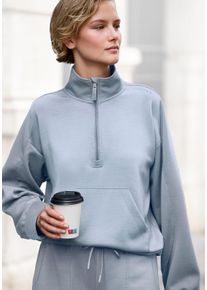 Copenhagen Studios Shirt met lange mouwen gemaakt van hoogwaardig materiaal met staande kraag en rits dames loungewear maat 36/38 blauw