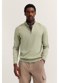 Bugatti Schipperstrui Regular fit van katoen-kasjmier met ritssluiting heren truien maat L groen