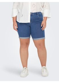 Only CARMAKOMA Jeansshort CARTHUNDER LIFE REG LONG SHORTS DNM dames shorts maat 48 blauw