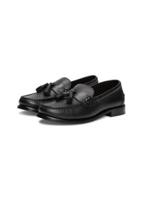 Tommy Hilfiger Instappers HILFIGER TASSEL LTH LOAFER , blokhak, mocassin, zakelijke schoen met modieuze kwasten heren instappers maat 41 zwart