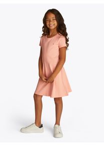 Tommy Hilfiger Skaterjurk ESSENTIAL SKATER DRESS SS met zwijgende rok, met logo-borduursel meisjes skater jurken maat 3 (98) oranje
