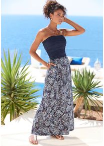 Vivance Maxi-jurk met smal bovenstuk en zakken, strandjurk, alloverprint dames maxi-jurken maat 38 blauw