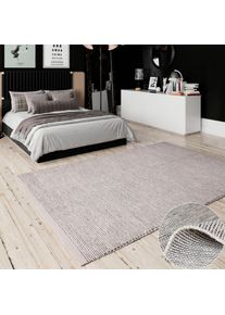 OTTO Wollen kleed Odenne handgeweven omkeerbare tapijt, gemêleerd uiterlijk, 100% wol, woonkamer wollen vloerkleden maat - beige