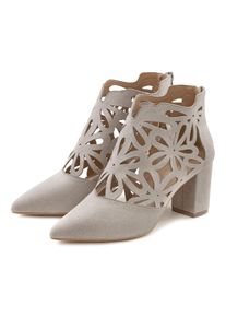 Lascana Highheel-laarsjes met vrouwelijke punt en blokhak, ankle boot, laars dames elegante laarsjes maat 38 grijs