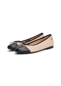 Tommy Hilfiger Ballerina's TOE CAP LEATHER BALLERINA , zakelijke schoen, instapschoen in smalle vorm dames klassieke ballerina's maat 36 beige
