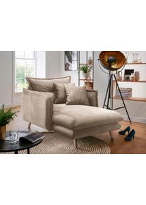 Inosign Loveseat LAZIO moderne fauteuil met een comfortabele bekleding, 2 stuks decoratieve sierkussens fauteuils maat Velours bruin