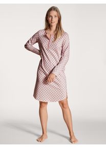 Calida Nachthemd Lovely Night zacht, pure cotton, single jersey kwaliteit, knoopsluiting, lange mouw dames nachthemden maat XS (36/38) roze