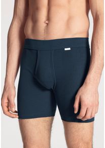 Calida Lange boxershort Cotton 1:1 elastische zachte band, opening, fijne ribkwaliteit, lange pijp heren lange onderbroeken maat M (50) blauw