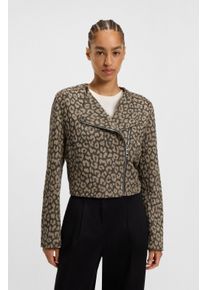 BOSS Orange Bikerjack Jaleo premium damesmode in cropped-lengte, leo-jacquard dames leren & imitatieleren jassen maat 36 multicolor