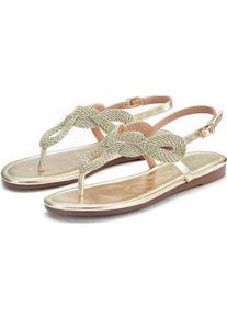 Lascana Teenslippers Sandaal, pantoletten in metallic-look VEGAN dames teenslippers maat 35 goud(kleur)