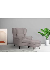 Home Affaire Fauteuil Ohrensessel CHISTELLE, optioneel met poef met golfondersteuning, afmetingen: b/d/h: 81/87/99 cm fauteuils maat Fijne