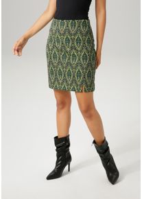 Aniston CASUAL Minirok met kleurharmonieus ornament-patroon - nieuwe collectie dames minirokken maat 42 groen
