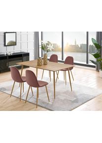 LEONIQUE Eetkamerstoel Eadwine, TOPSELLER! Stoel, keukenstoel, 4-poot stoel, OTTOs keuze (set) 4 poot stoelen maat Samtvelours roze