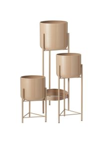 Sada kovových stojanov na kvety Malvaro béžová, 3ks