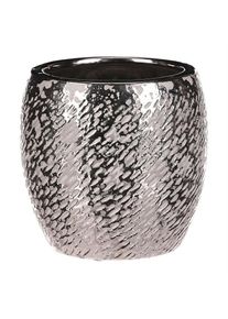 Keramický obal na kvetináč Silver pr. 17cm, strieborná