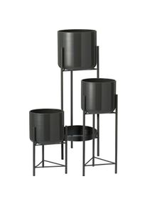 Sada kovových stojanov na kvety Malvaro čierna, 3ks