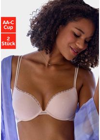 Petite Fleur Push-up-bh uit schattig hartjes-mesh met elegante spaghetti-bandjes, sexy lingerie (2-delig, Set van 2) dames push-up bh's maat AA wit