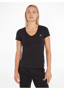 Calvin Klein Shirt met V-hals CK EMBROIDERY STRETCH V-NECK met klein Calvin Klein-logoborduursel op borsthoogte (1-delig) dames v-hals shirts maat XS