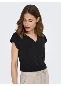 Only Shirt met V-hals ONLFREE S/S MOD.V-NECK TOP JRS NOOS dames v-hals shirts maat XS zwart