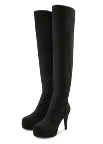 LASCANA Belle Affaire Overknee-laarzen Hakken laars met plateau, met lange schacht, slouchy boots dames overknee laarzen maat 37 zwart