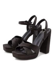 Lascana Sandalen High heel sandaal met plateau en blokhak in satijnlook VEGAN dames sandalen maat 37 zwart