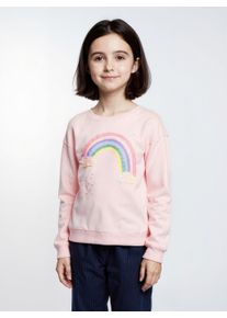 Blue Seven Sweatshirt met geweldig frontmotief met omkeerbare pailletten meisjes sweatshirts maat 116 roze