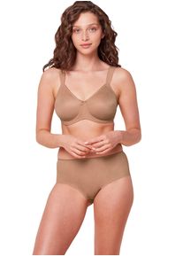 Triumph Minimizer-bh Essential Minimizer Glinsterend jacquardpatroon, met beugel, kleine satijnen strik dames minimizer bh's maat C bruin