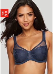Nuance Minimizer-bh met tegengevoerde jacquardkant, dessous dames minimizer bh's maat E blauw