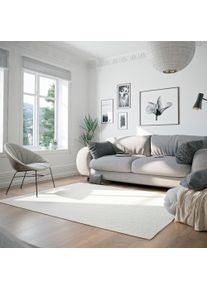 OTTO Wollen kleed Woolscape 1 Omkeerbaar tapijt, handgeweven kwaliteit, uni, 100% wol, woonkamer wollen vloerkleden maat - wit
