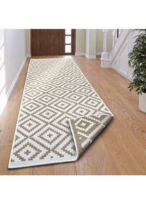 my home Loper Ronda tweezijdig te gebruiken kleed Sisal-look, platweefsel, in- en outdoor, geometrisch boho design lopers maat 12 beige