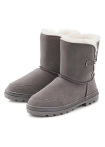 Lascana Winterlaarzen van knuffelig lamsvacht, robuuste zool, winterlaars, snowboots dames winterlaarzen maat 37 grijs