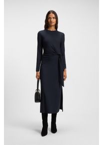 BOSS Orange Jerseyjurk Erlot Premium Damesmode in regular fit, ronde hals dames jerseyjurken maat L (40) blauw