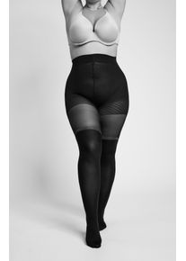Camano Panty Fine curvy Overknee-look, DEN 70/30, glitterstrepen dames panty's & leggings maat 48 (50) zwart