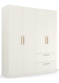 Rauch Kledingkast Skandi by Quadra Spin Slaapkamerkast in landelijke stijl met massief houten grepen van wildeiken, met laden kledingkasten wit