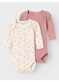name it Body NBFBODY 2P LS BUTTERCREAM HEARTS NOOS (set, 2-delig) meisjes tops maat 86 wit