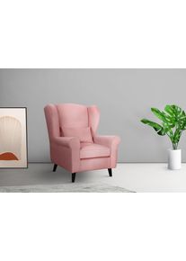 Home Affaire Fauteuil Ohrensessel CHISTELLE, optioneel met poef met golfondersteuning, afmetingen: b/d/h: 81/87/99 cm fauteuils maat Fluweel-look