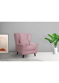 Home Affaire Fauteuil Ohrensessel CHISTELLE, optioneel met poef met golfondersteuning, afmetingen: b/d/h: 81/87/99 cm fauteuils maat Fijne