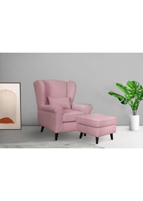 Home Affaire Fauteuil Ohrensessel CHISTELLE, optioneel met poef met golfondersteuning, afmetingen: b/d/h: 81/87/99 cm fauteuils maat Fijne