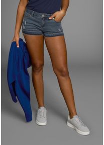 Kangaroos Jeansshort korte broek, met destroyed-effecten, lage taille dames shorts maat 36 blauw