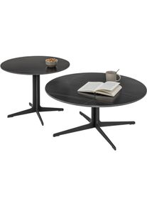 Stolkom Salontafel LENA rond zwart keramiek, tafel met zwart onderstel salontafels zwart